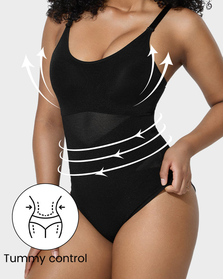 Criss-Cross Mesh Sculpting Bodysuit