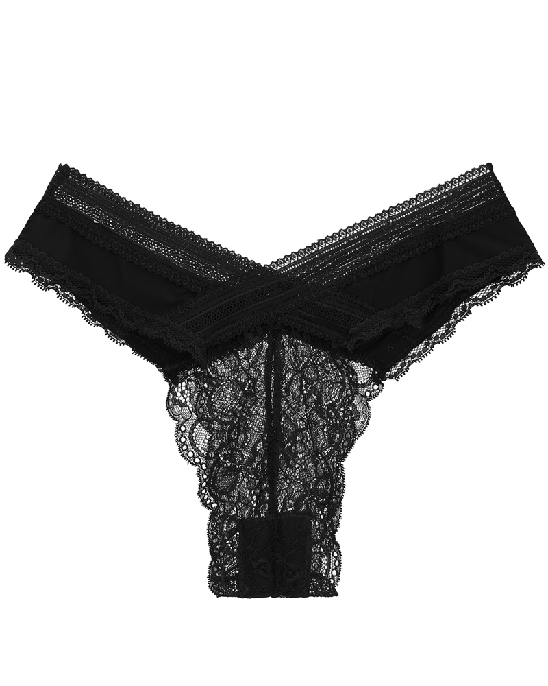 4-Pack Floral Lace Crossover Thong Panties