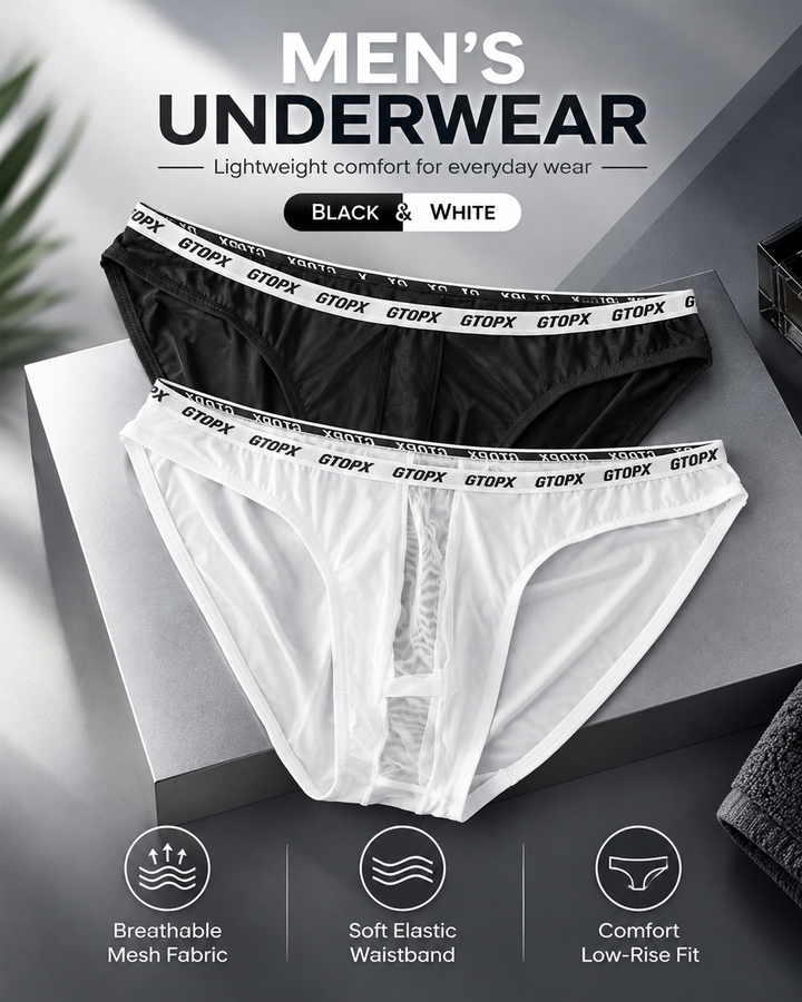 2-Pack Men's Low-Rise Mesh Panel Briefs