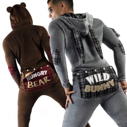 Men's Hooded Button Flap Jumpsuit