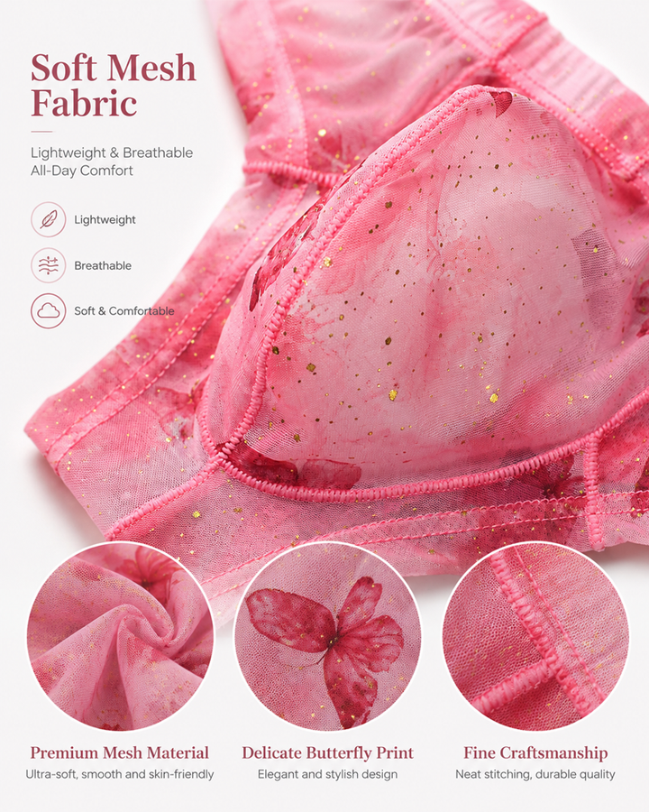 2-Pack Sheer Butterfly Print Low-Rise Briefs