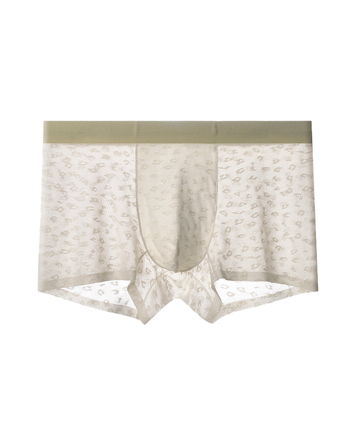 Men’s Seamless Leopard Print Ice Silk Boxer Briefs