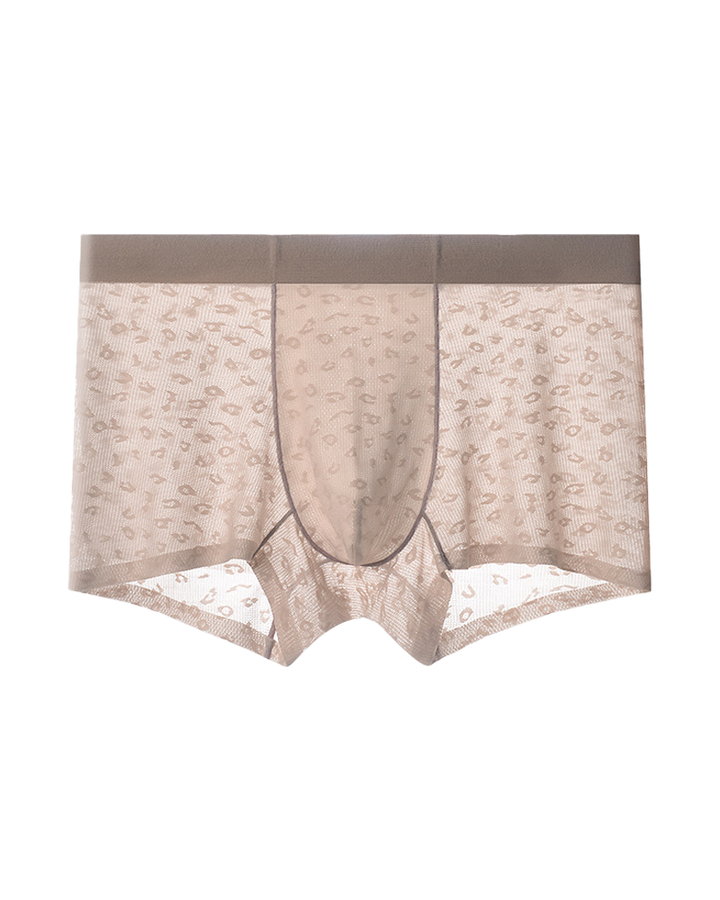 Men’s Seamless Leopard Print Ice Silk Boxer Briefs