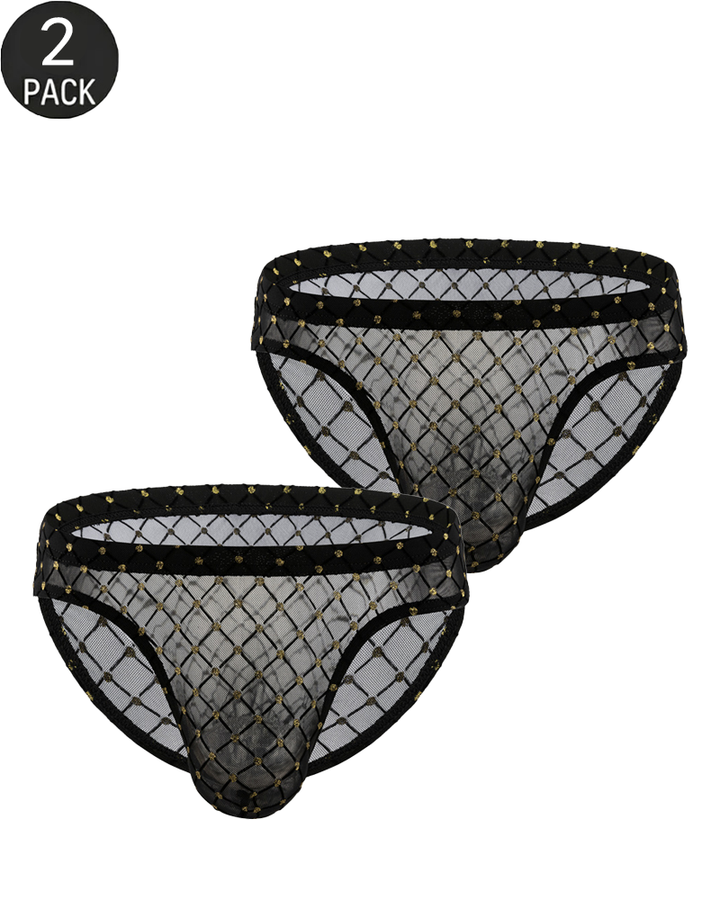2-Pack Men's Sheer Mesh Diamond Pattern Briefs
