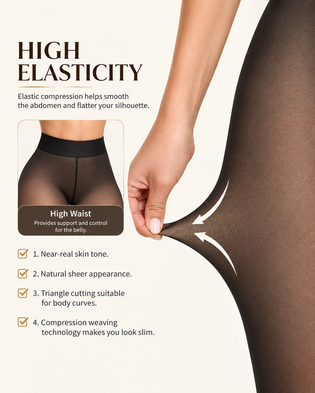 Fleece-Lined Sheer Look Tummy Control Thermal Leggings