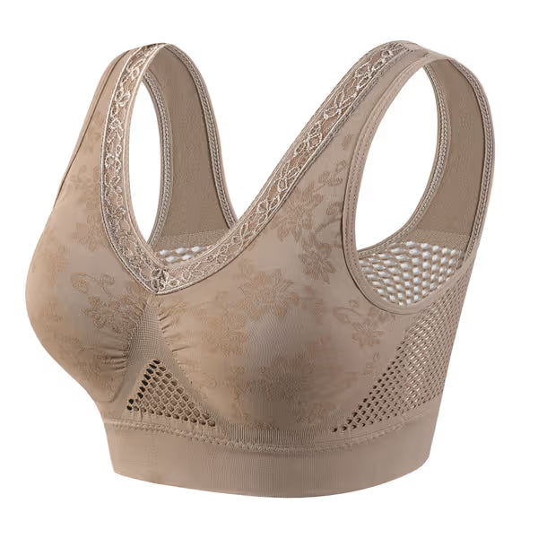 🔥Breathable, non-wired plus-size mesh bra for middle-aged and older women