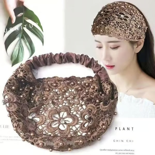 Plum Blossom Hollow Beaded Wide Headband