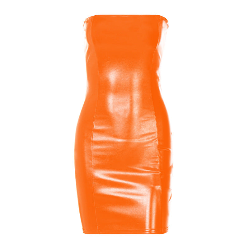 Faux Leather Strapless Mini Dress