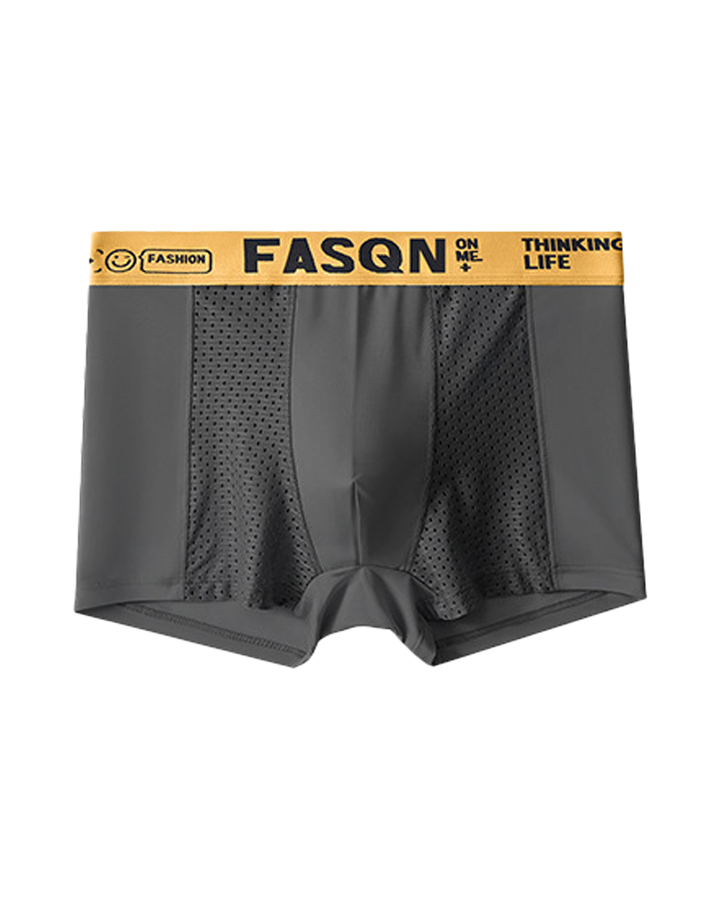 Comfortable Ice Silk Solid Color Breathable Mesh Boxer Briefs