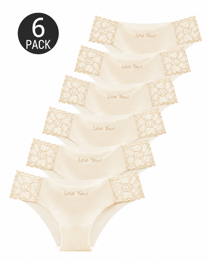 6-Pack Seamless Ice Silk Floral Lace Trim Panties