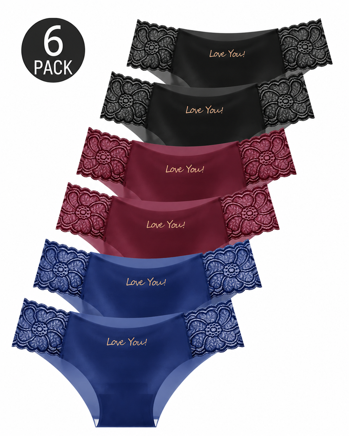 6-Pack Seamless Ice Silk Floral Lace Trim Panties