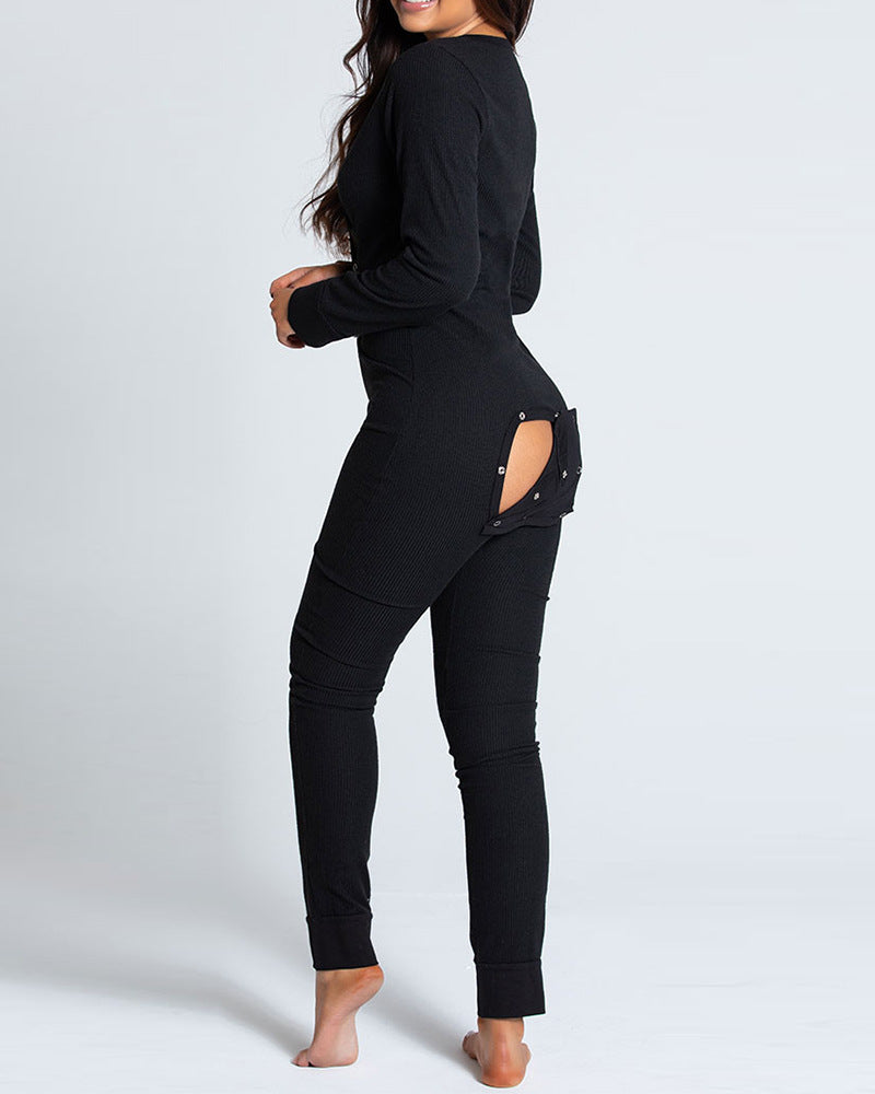 Last 4 hours 58% OFF -🎄Women Button Flap Sexy Jumpsuit 🎁