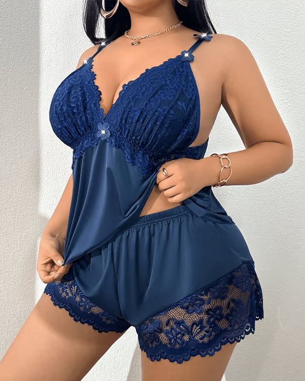 🤍Plus Size Lace Camisole Pajama Set
