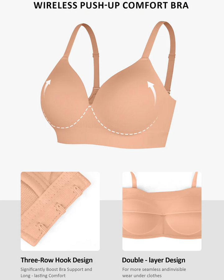 Women's Solid Color No-Wire Push-Up Seamless Comfortable Full Cup Bra