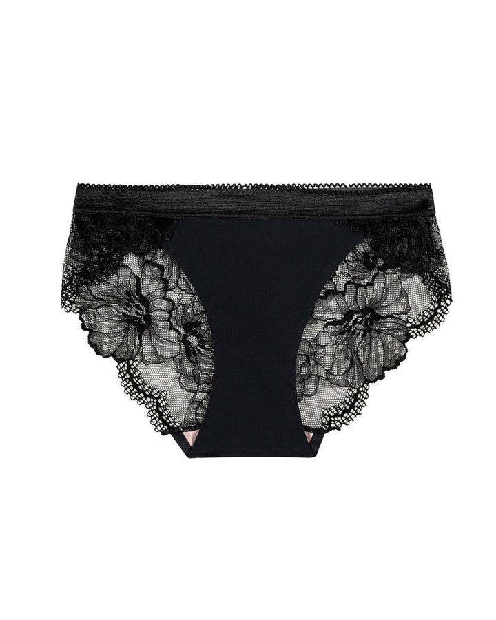 Sexy Mid-Waist Ice Silk Seamless Stitching Hollow Lace Cotton Crotch Breathable Panties