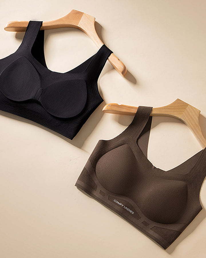 Solid Color No-Wire Seamless Push-Up Casual Vest Bra