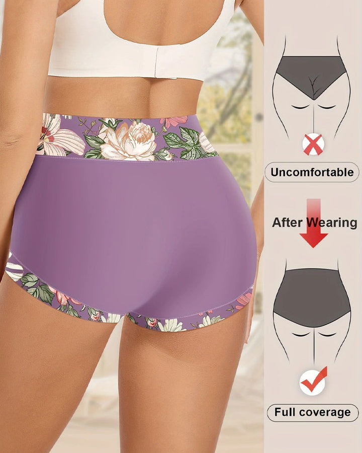 Floral Print High-Waisted Women's Tummy-Control Briefs