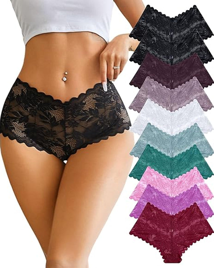 Women's Cotton Bottom Semi-Transparent Seamless Soft Lace Panties
