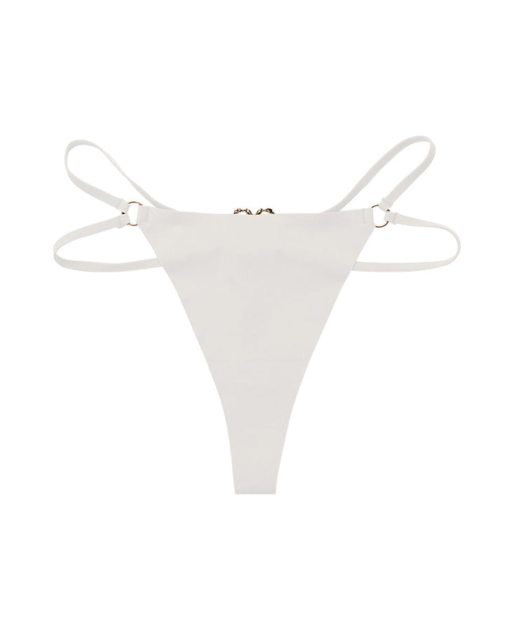 Seamless Double-Strap Heart Metal Ring Design Sexy Thong