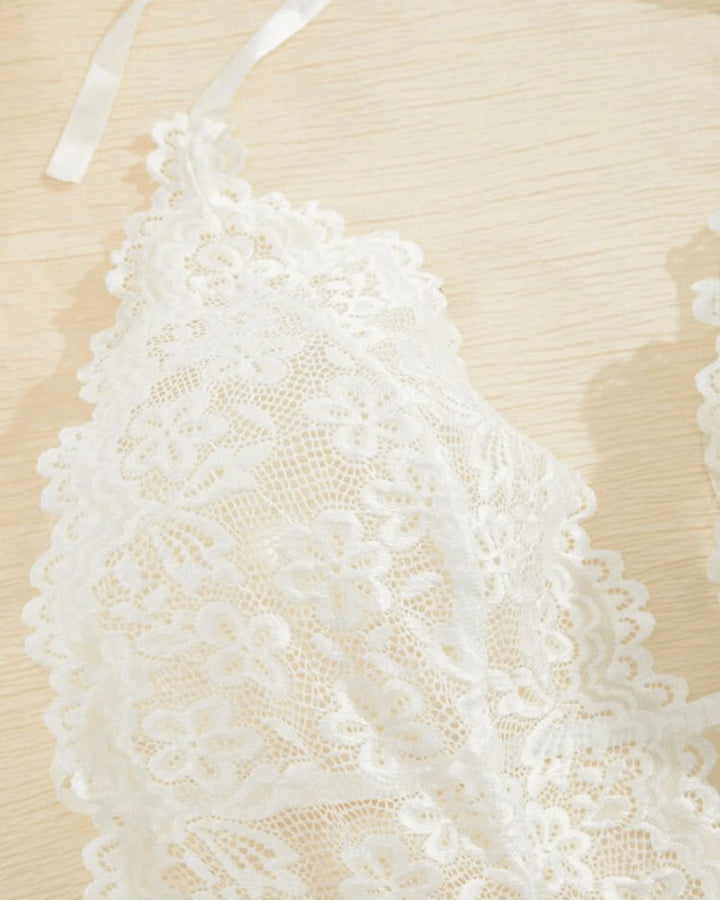 Sexy Hollow Lace See-through Suspenders Open Crotch One-piece Pajamas