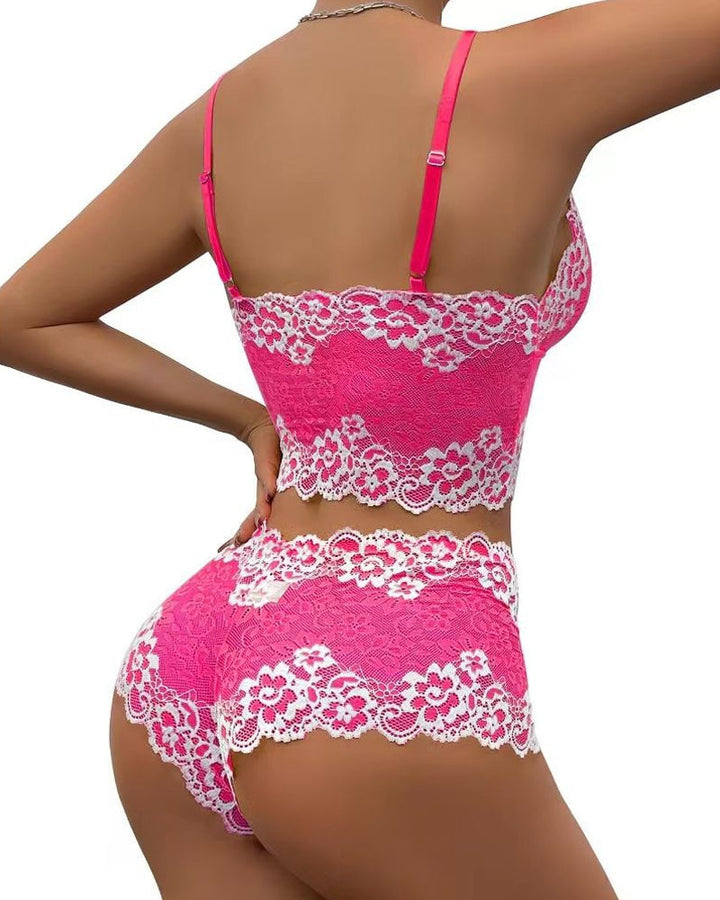 Sexy Lace Colorblock Underwear Set