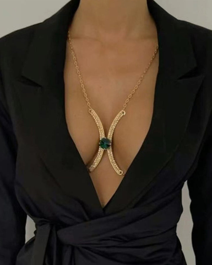 Fashion Sexy Diamond Studded Tassel Bra Necklace