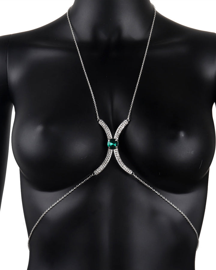 Fashion Sexy Diamond Studded Tassel Bra Necklace
