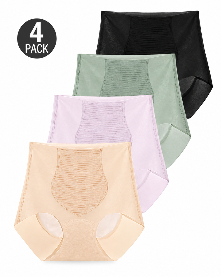 4-Pack Ultra-Thin Seamless High-Waist Breathable Comfort Panties