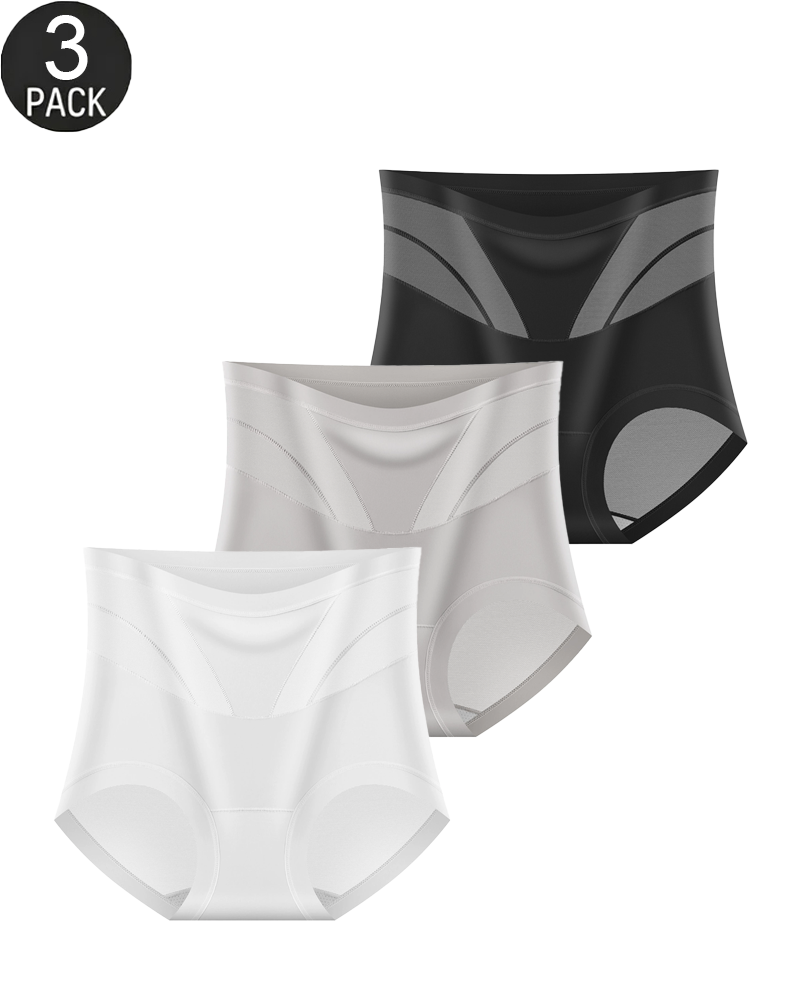 3-Pack Women's High-Waisted Tummy Control Mesh Shaping Panties