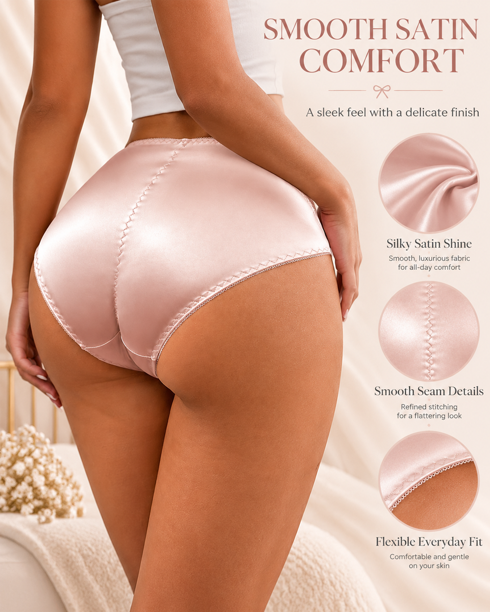 3-Pack Mixed-Color Satin-Look Briefs with Floral Lace Panels