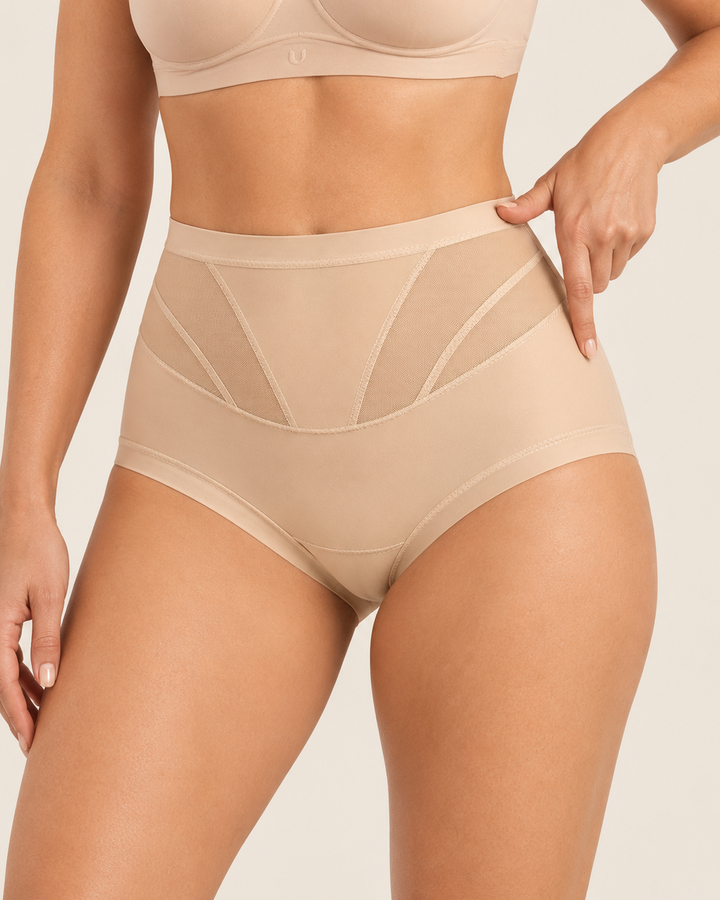 3-Pack Women's High-Waisted Tummy Control Mesh Shaping Panties