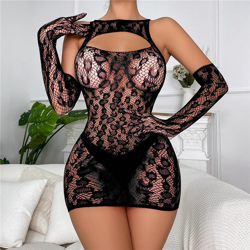 Mesh Skirt Hollow Glove Set
