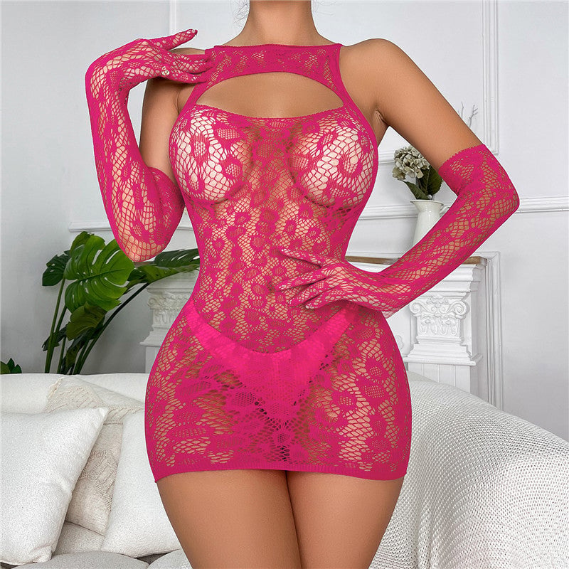 Mesh Skirt Hollow Glove Set