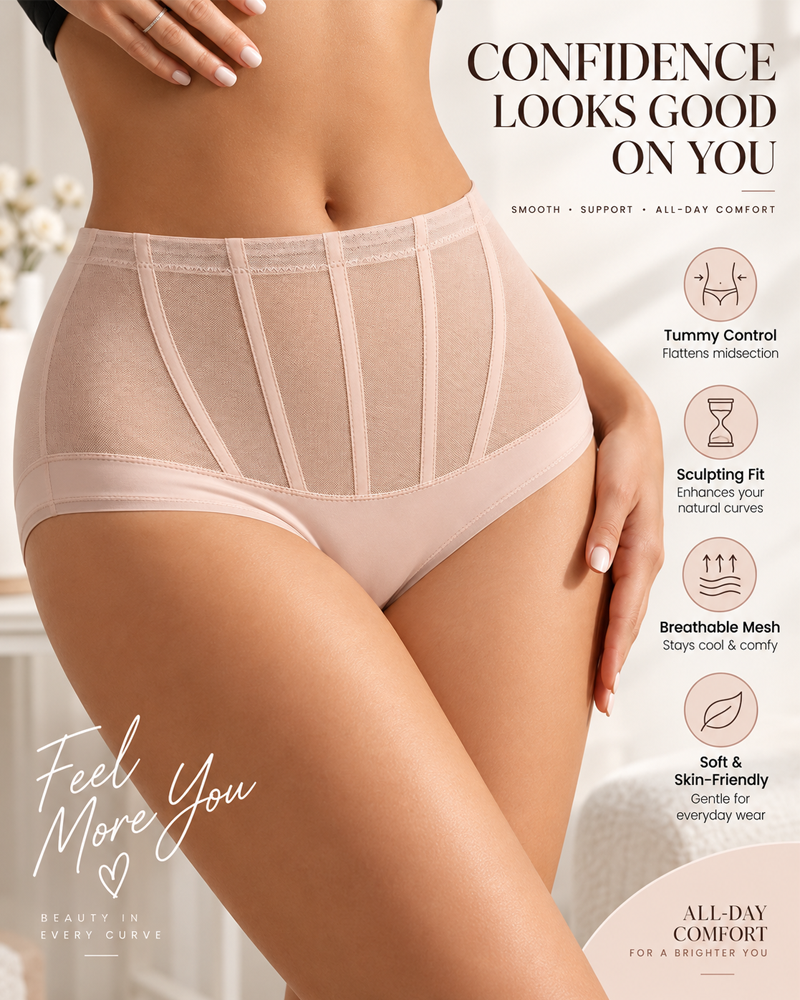 3-Pack High-Waisted Tummy Control Mesh Shaping Panties