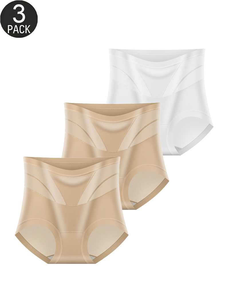 3-Pack Women's High-Waisted Tummy Control Mesh Shaping Panties