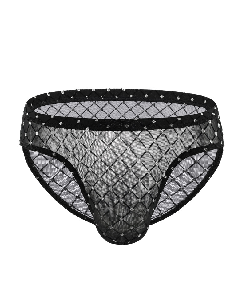 2-Pack Men's Sheer Mesh Diamond Pattern Briefs