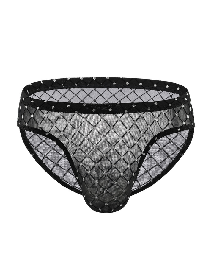 2-Pack Men's Sheer Mesh Diamond Pattern Briefs