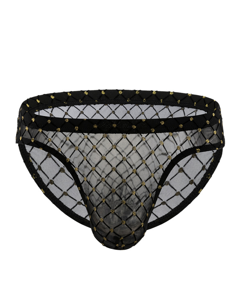 2-Pack Men's Sheer Mesh Diamond Pattern Briefs