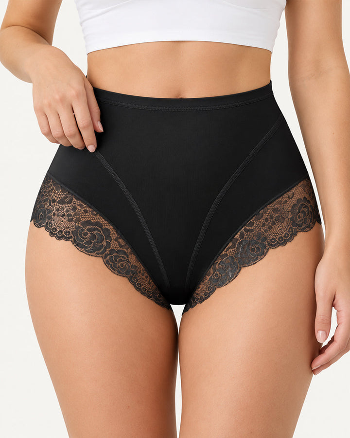 3-Pack High Waist Floral Lace Trim Full Coverage Panties
