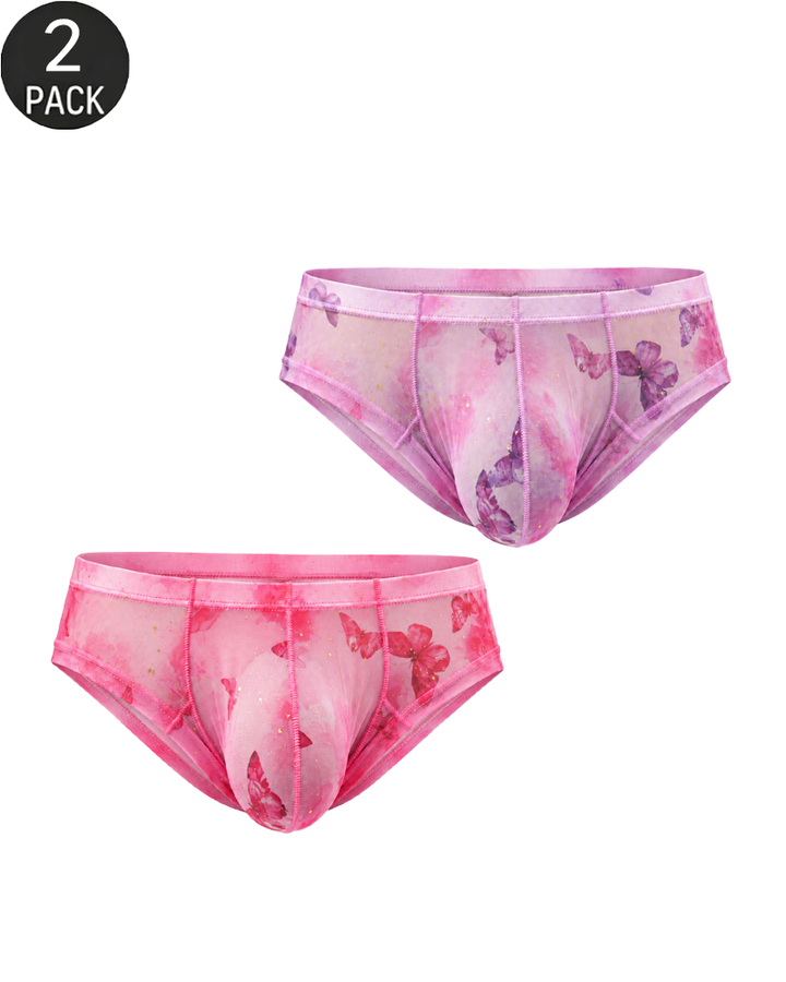 2-Pack Sheer Butterfly Print Low-Rise Briefs