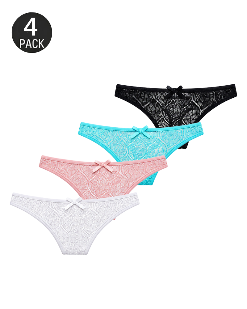 4/6-Pack Lace High-Waisted Thong Panties Multi-Color Set