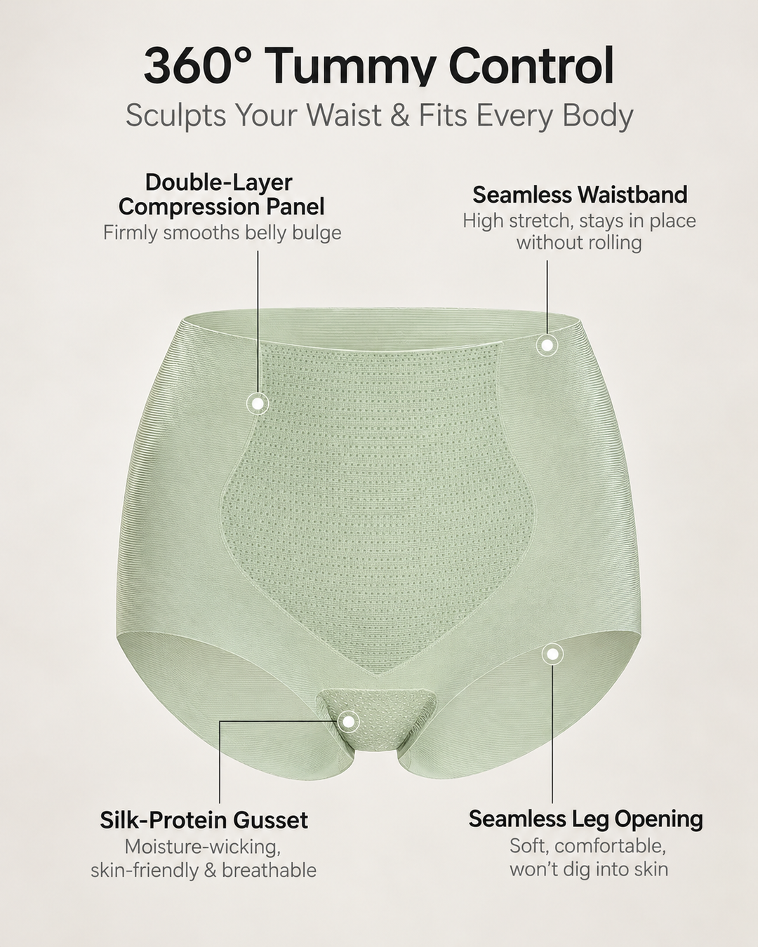 4-Pack Ultra-Thin Seamless High-Waist Breathable Comfort Panties
