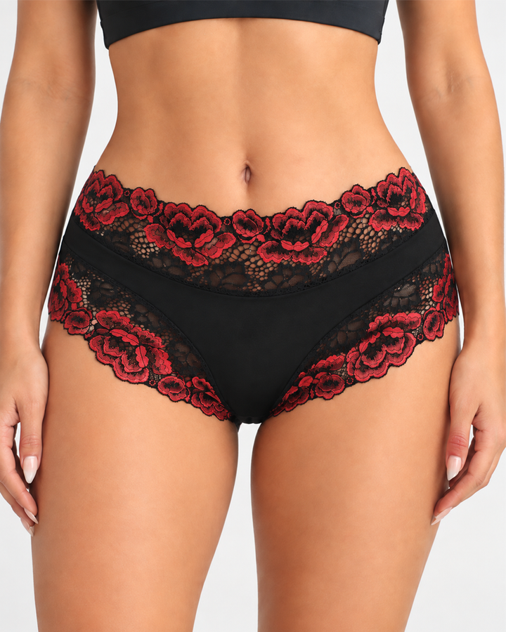 3-Pack/5-Pack Sexy Floral Lace Mid-Rise Panties