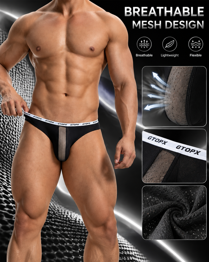 2-Pack Men's Low-Rise Mesh Panel Briefs