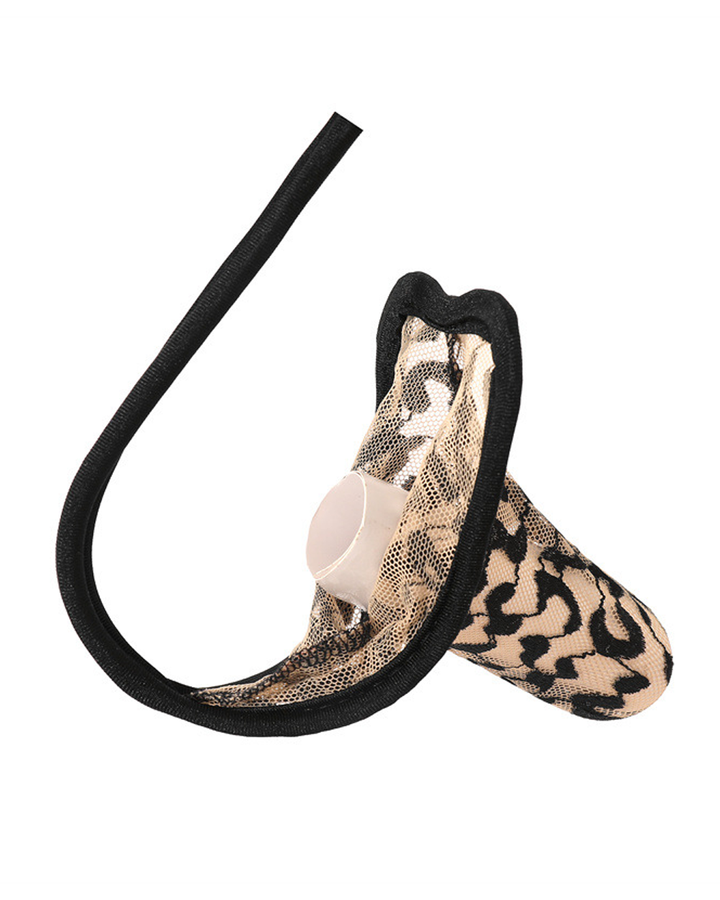 Men's Leopard Print Mesh Pouch Thong