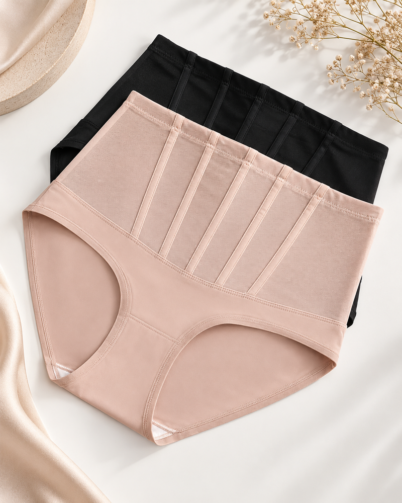 3-Pack High-Waisted Tummy Control Mesh Shaping Panties