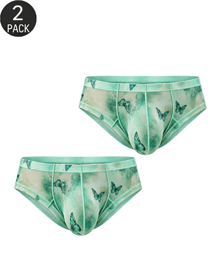 2-Pack Sheer Butterfly Print Low-Rise Briefs