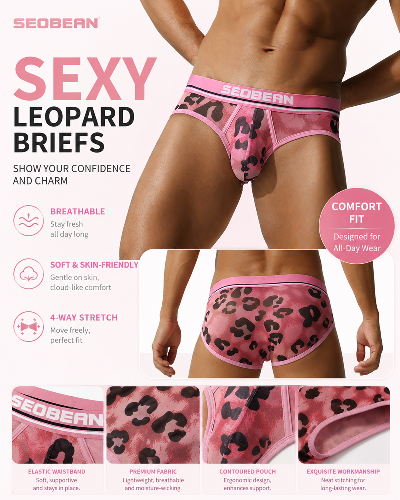2-Pack Sexy Men's Leopard Print Ultra-Thin Breathable Underwear