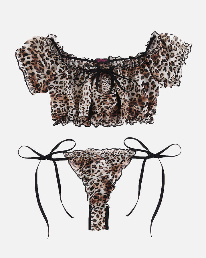 Floral Mesh Ruffle Lingerie Set