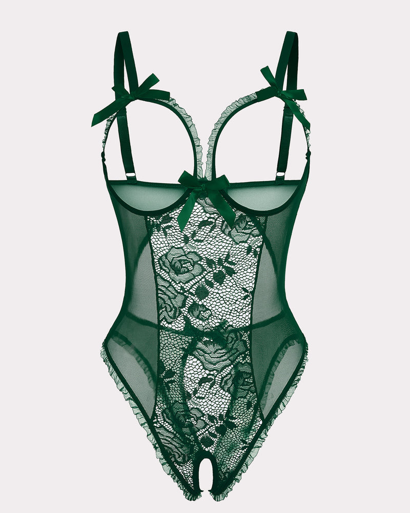 Crotchless Lace Mini Bodysuit